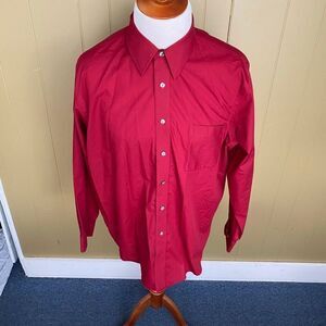Croft & barrow men18 neck 34/35 sleeves button down collar shirt red